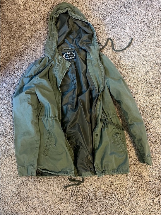 Jackets & Blazers - Olive Green Hooded Anorak Jacket